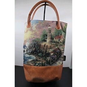 Thomas Kinkade Tapestry Bag Knitting Books Teacher Tote Lighthouse